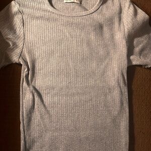 Cotton On Light Gray Ribbed Knit Top